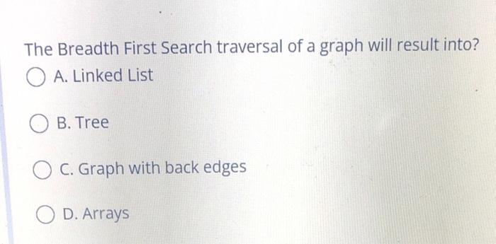 Solved The Breadth First Search Traversal Of A Graph Will | Chegg.com