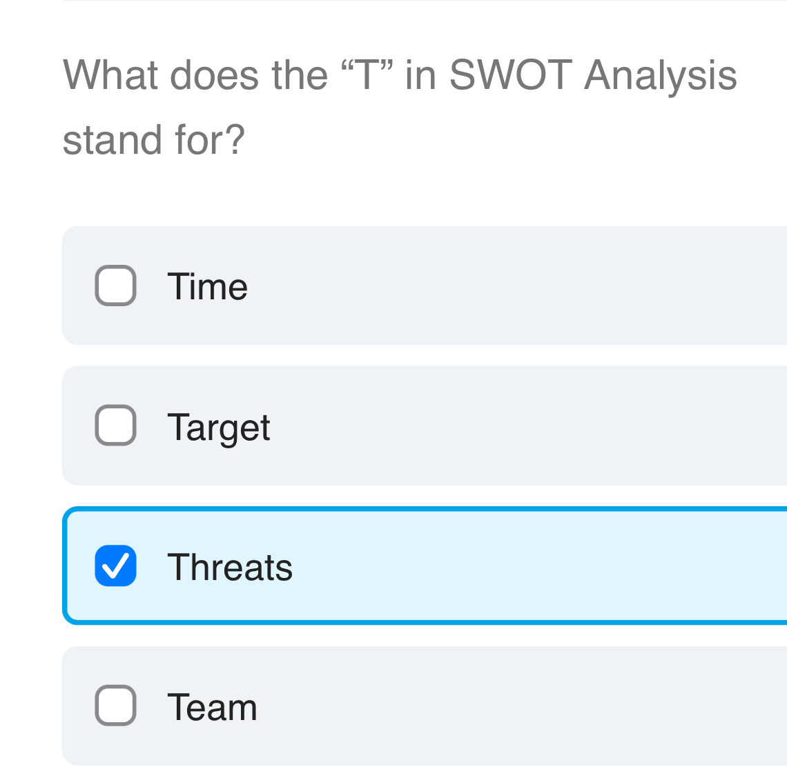 Solved What does the "T" ﻿in SWOT Analysis stand