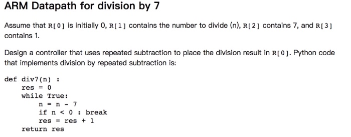 ARM Datapath for division by 7 Assume that R[0] is | Chegg.com