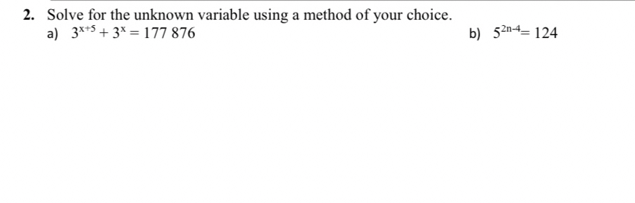 Solved Solve for the unknown variable using a method of your | Chegg.com