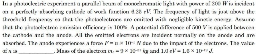 Solved In a photoelectric experiment a parallel beam of | Chegg.com