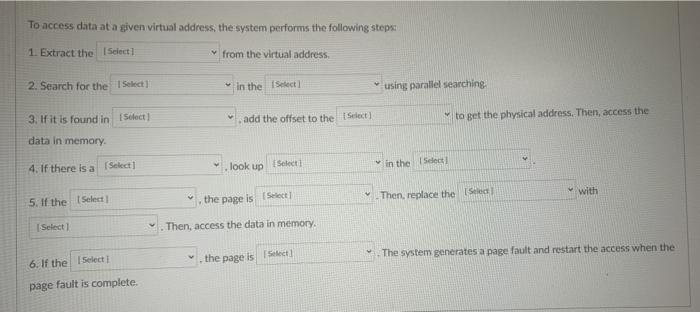 Solved To access data at a given virtual address the system | Chegg.com