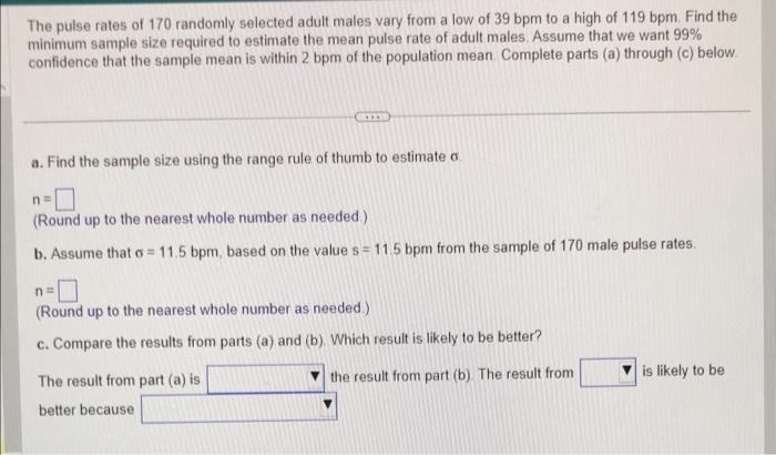 Solved The Pulse Rates Of 170 Randomly Selected Adult Males | Chegg.com