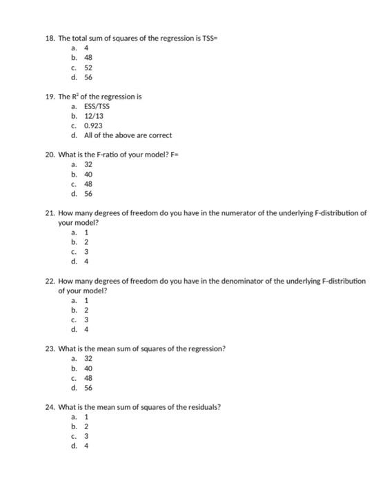 Solved Review Questions: Regression Before you answer the | Chegg.com