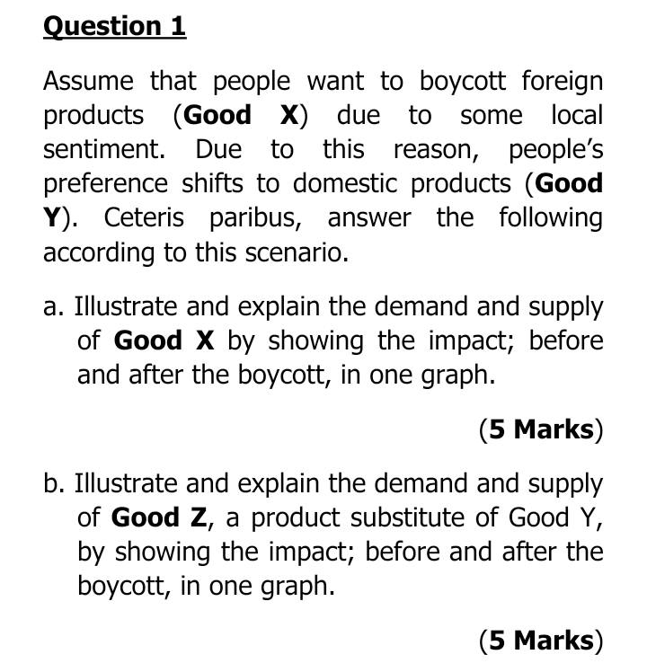 Solved Question 1Assume that people want to boycott foreign