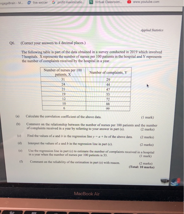 Solved q6. the following table is part of the data obtained | Chegg.com