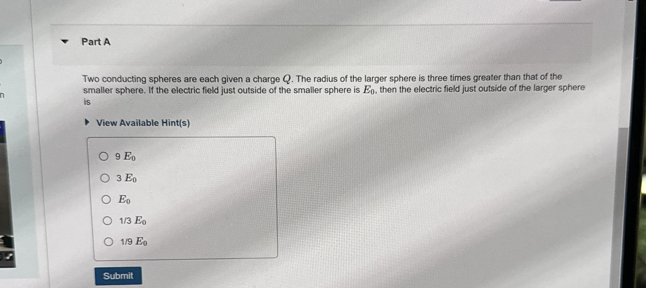 Solved Part ATwo conducting spheres are each given a charge | Chegg.com