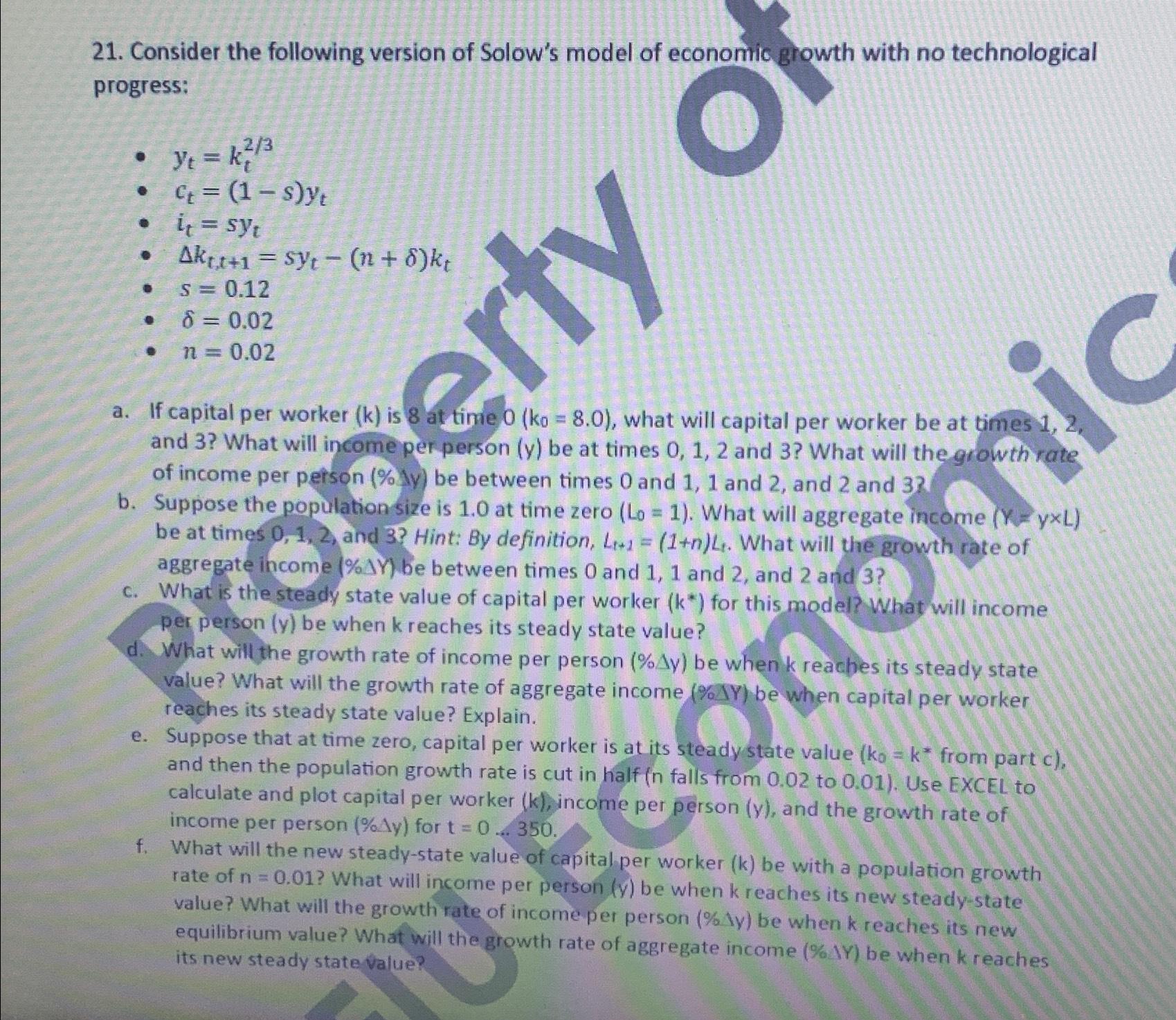 Solved Consider the following version of Solow's model of | Chegg.com