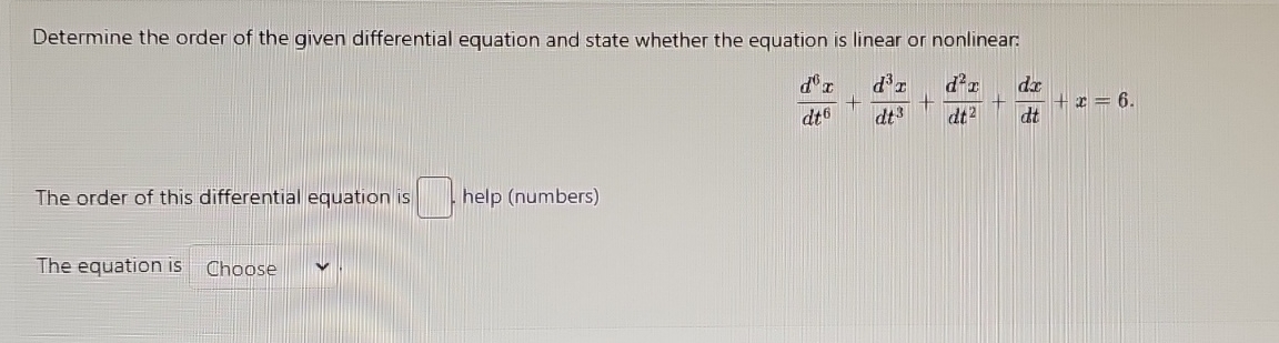 Solved Determine the order of the given differential | Chegg.com