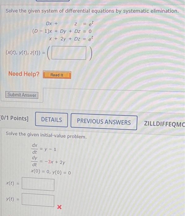Solved Solve the given system of differential equations by | Chegg.com