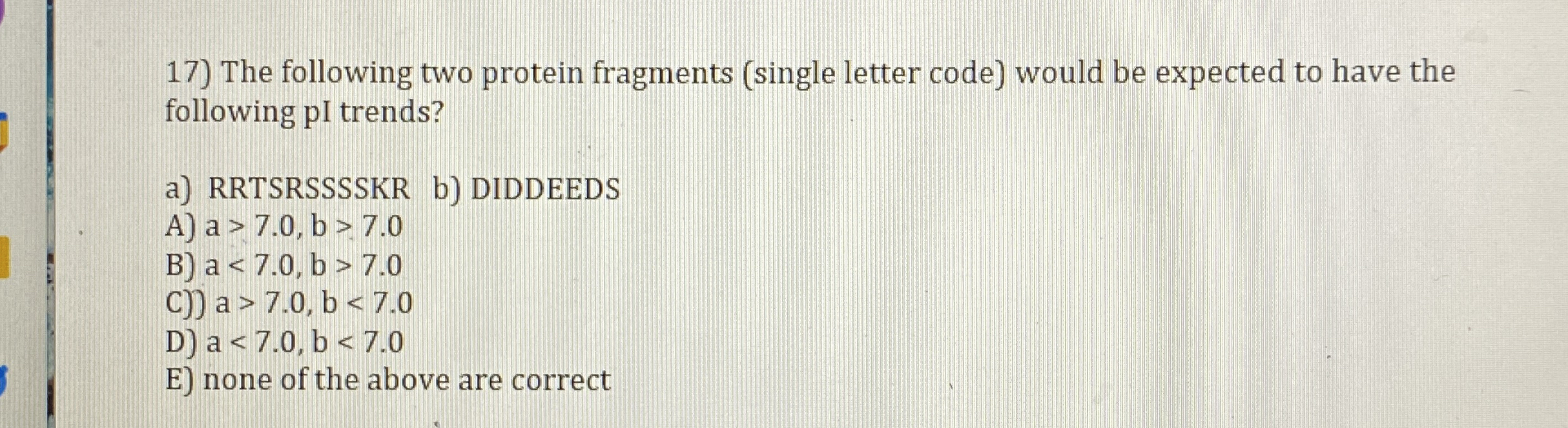 [Solved]: The following two protein fragments (single letter