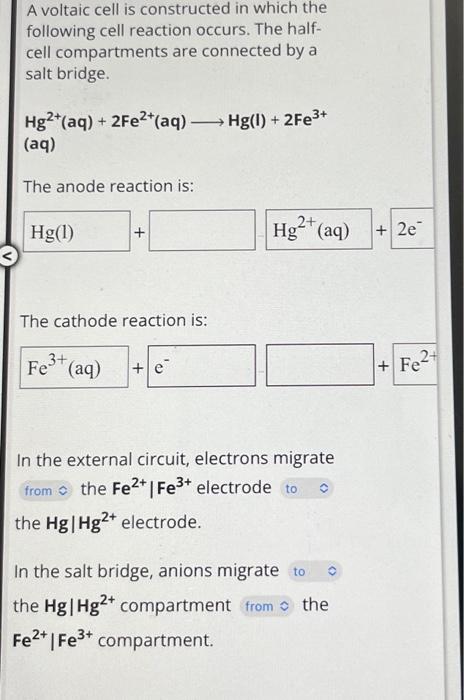 Solved A voltaic cell is constructed in which the following | Chegg.com