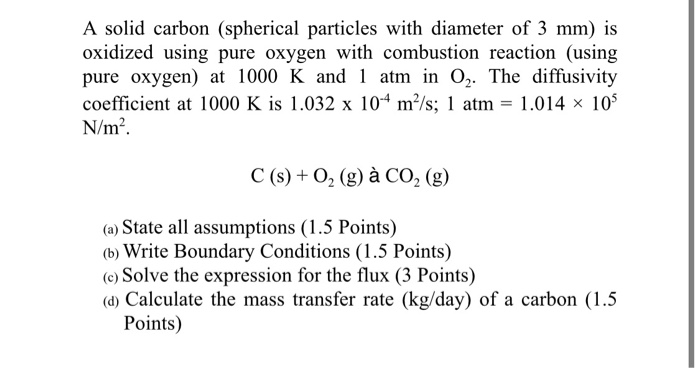 Solved A Solid Carbon Spherical Particles With Diameter Chegg Com