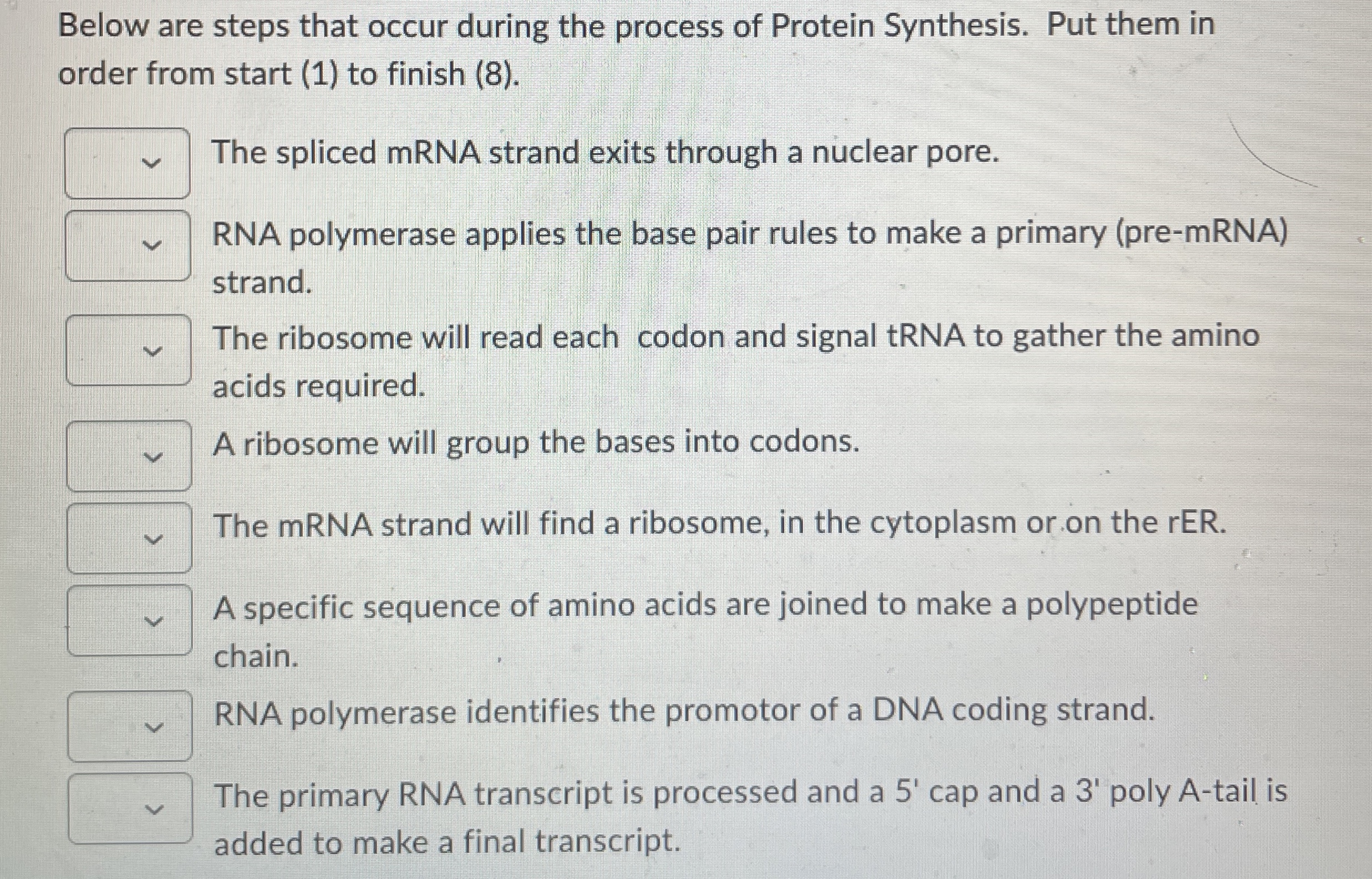 Solved Below are steps that occur during the process of