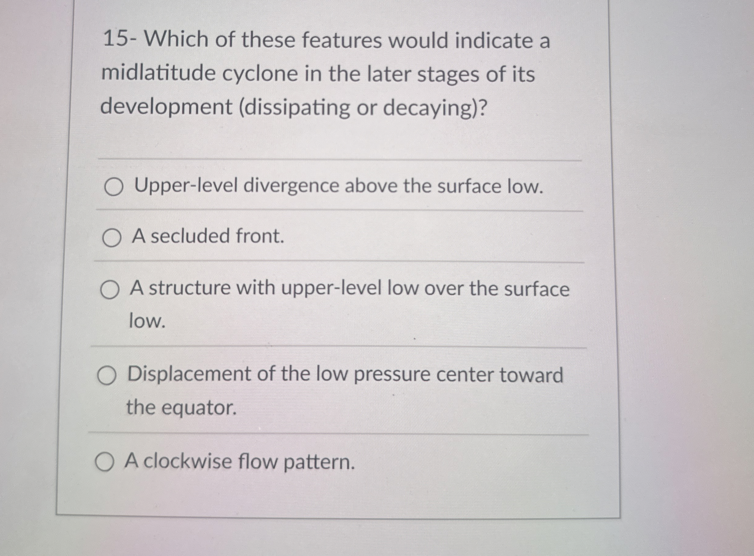 Solved 15- ﻿Which of these features would indicate a | Chegg.com