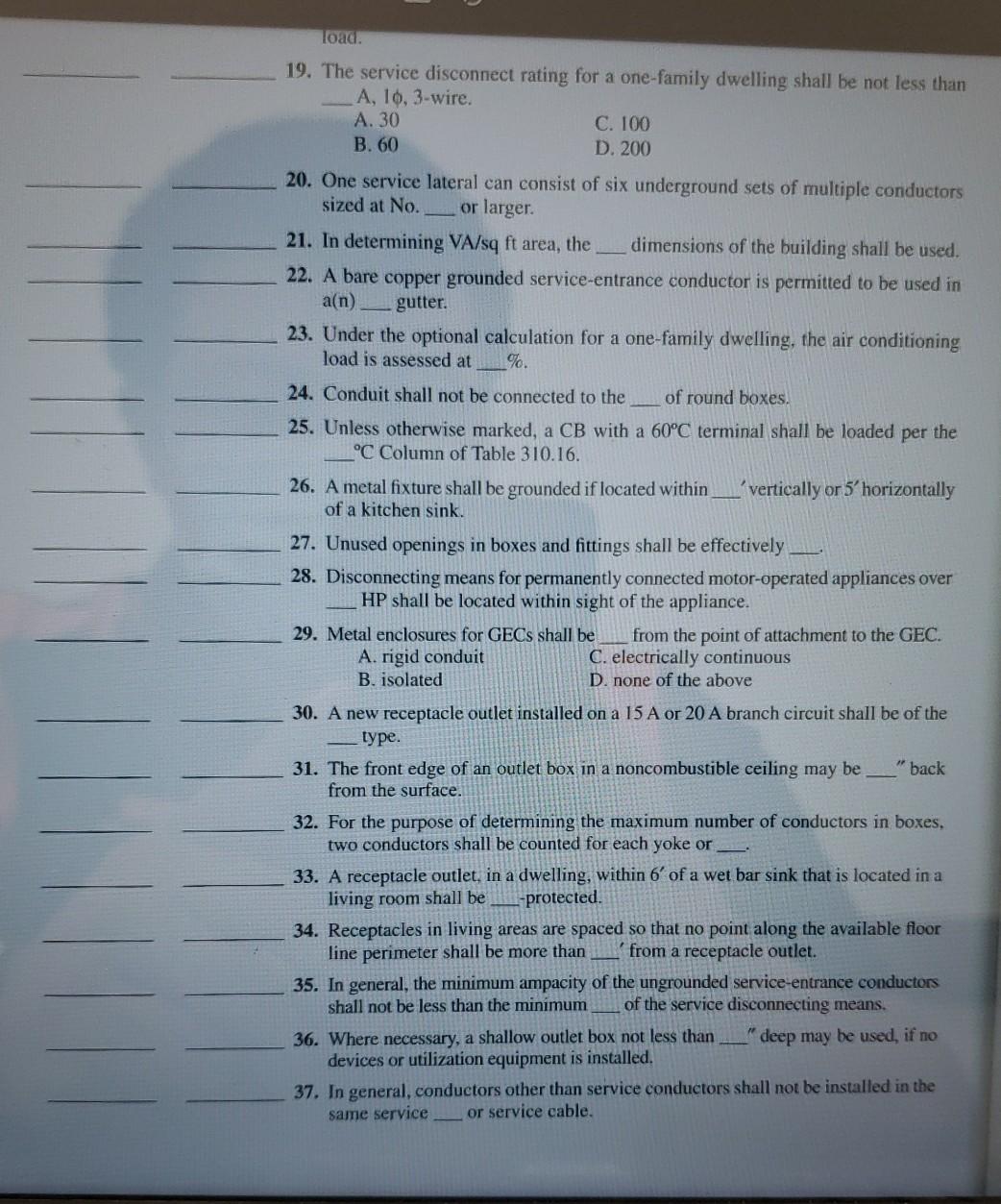 CHAPTER 2. One-Family Dwellings Trade Competency Test | Chegg.com