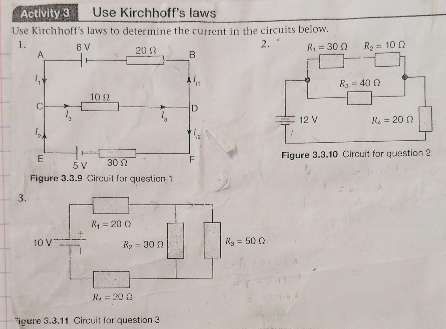 Solved Use Kirchhoff's Laws To Determine The Current In The | Chegg.com