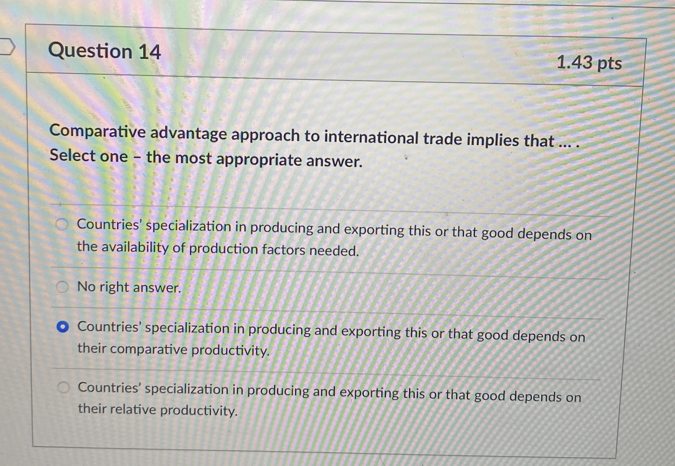 Solved Question 141.43 ﻿ptsComparative advantage approach to | Chegg.com