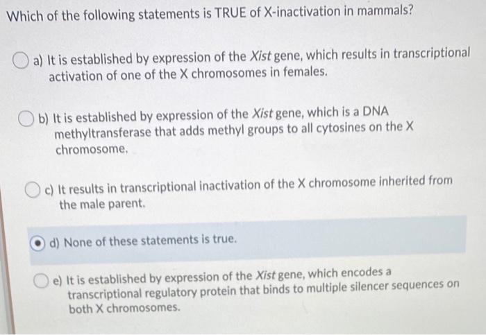 Solved Which of the following statements is TRUE of | Chegg.com