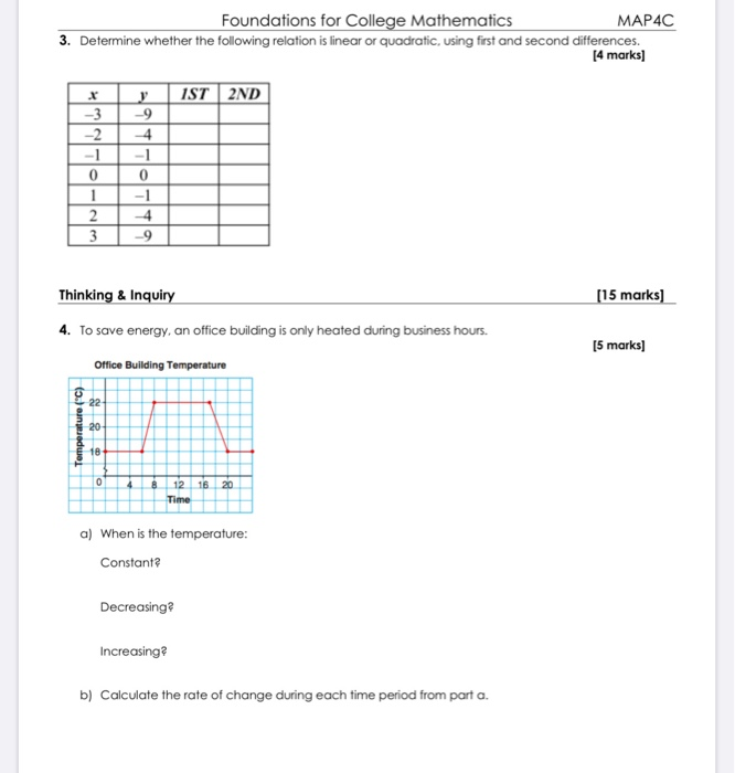 Solved Foundations For College Mathematics Map4c 3. 