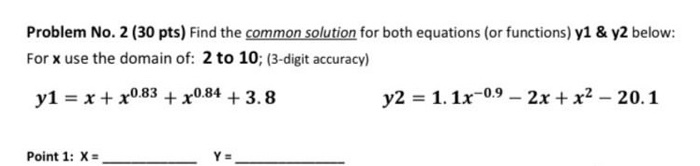Solved Problem No. 2 (30 pts) Find the common solution for | Chegg.com