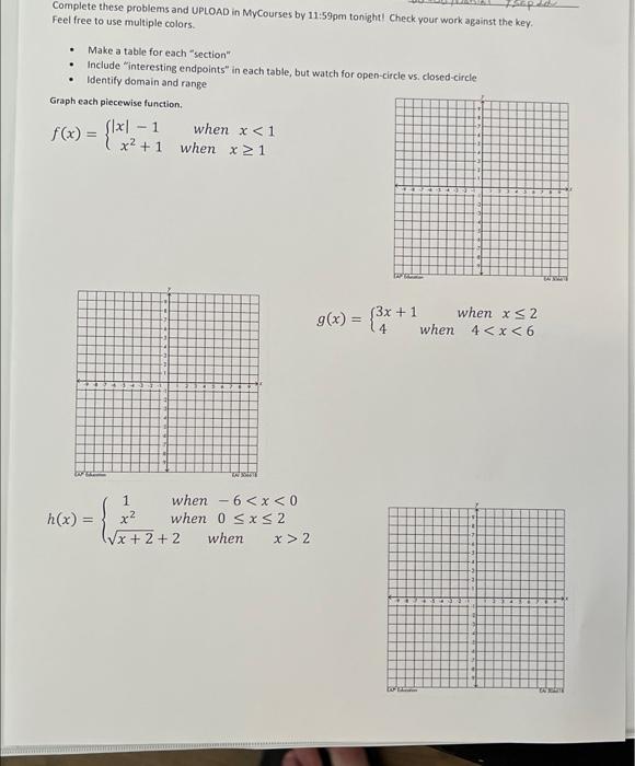 Solved Complete these problems and UPLOAD in MyCourses by | Chegg.com