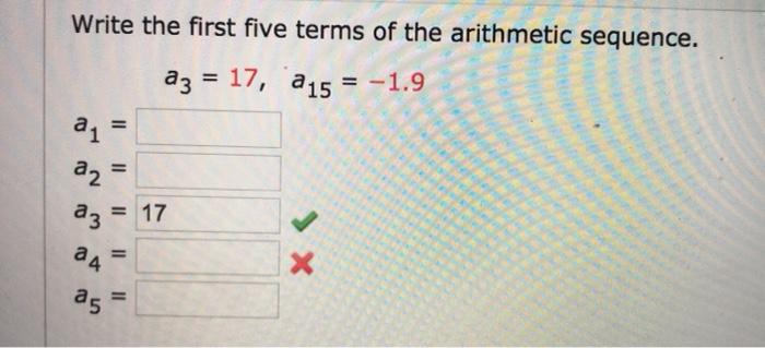 Solved Write the first five terms of the arithmetic | Chegg.com
