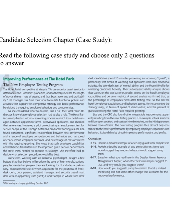 case study on selection