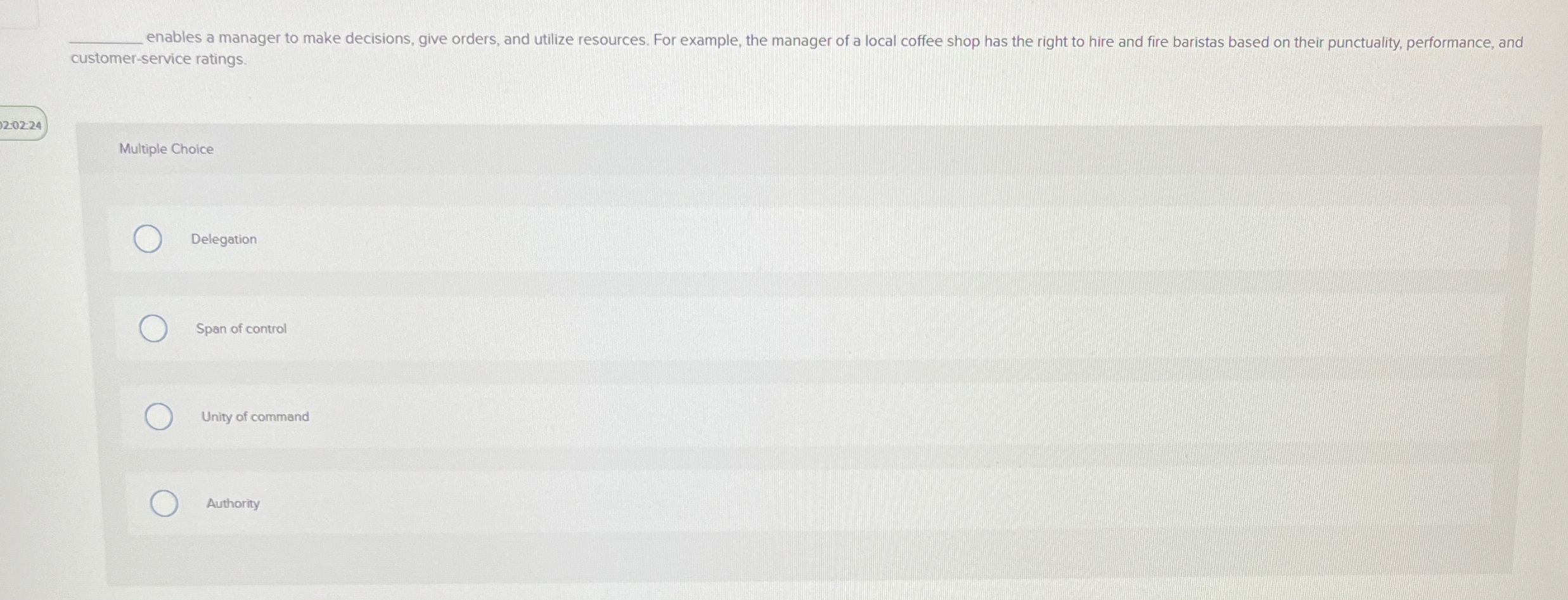 Solved ﻿enables a manager to make decisions, give orders, | Chegg.com