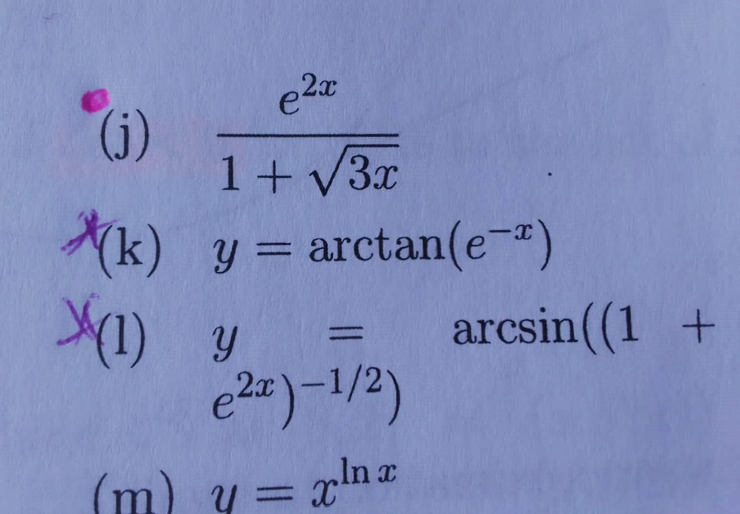 Solved J 1 3xe2x Y Arctan E−x L Y Arcsin 1 E2x −1 2