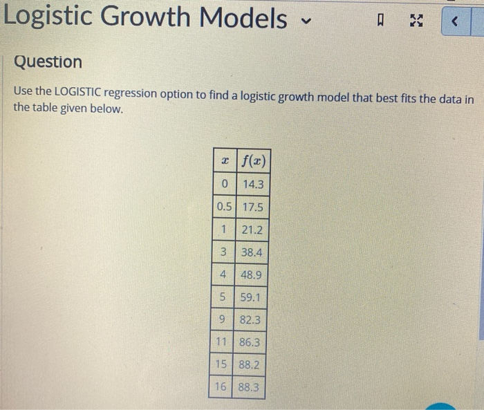 Solved Logistic Growth Models Question Use The Logistic 6970