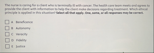 Solved The nurse is caring for a client who is terminally | Chegg.com