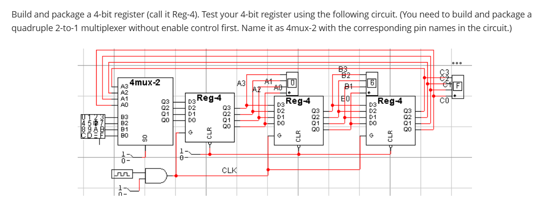 Build and package a 4-bit register (call it Reg-4). | Chegg.com