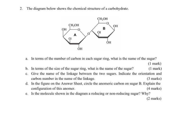 Solved 2. The diagram below shows the chemical structure of | Chegg.com