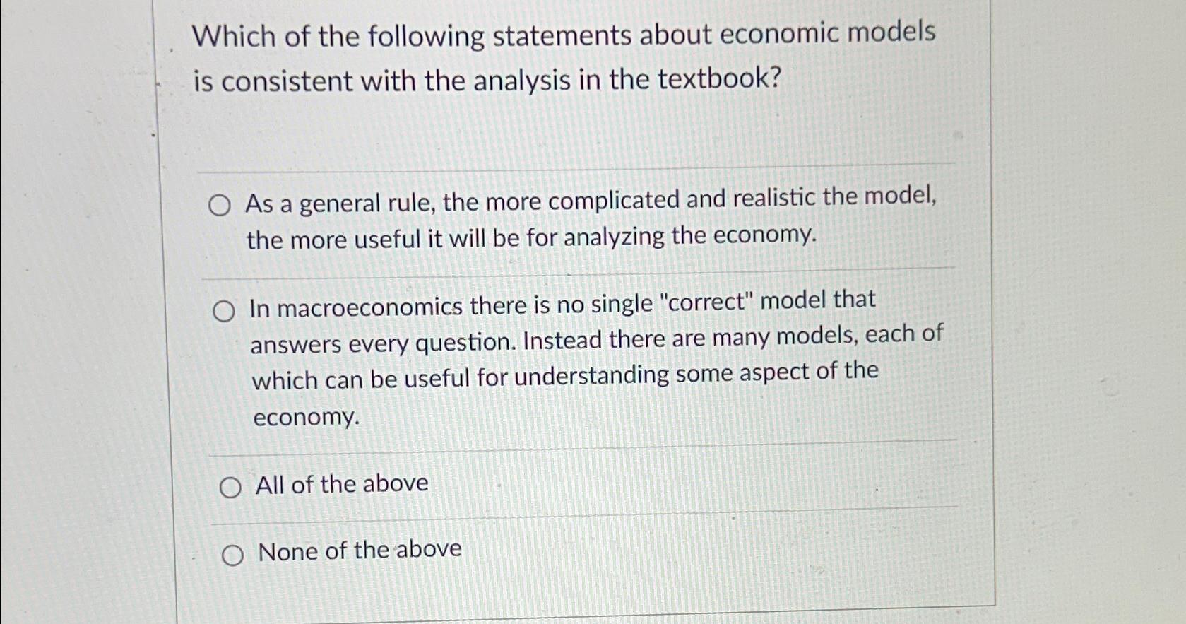 Solved Which of the following statements about economic | Chegg.com