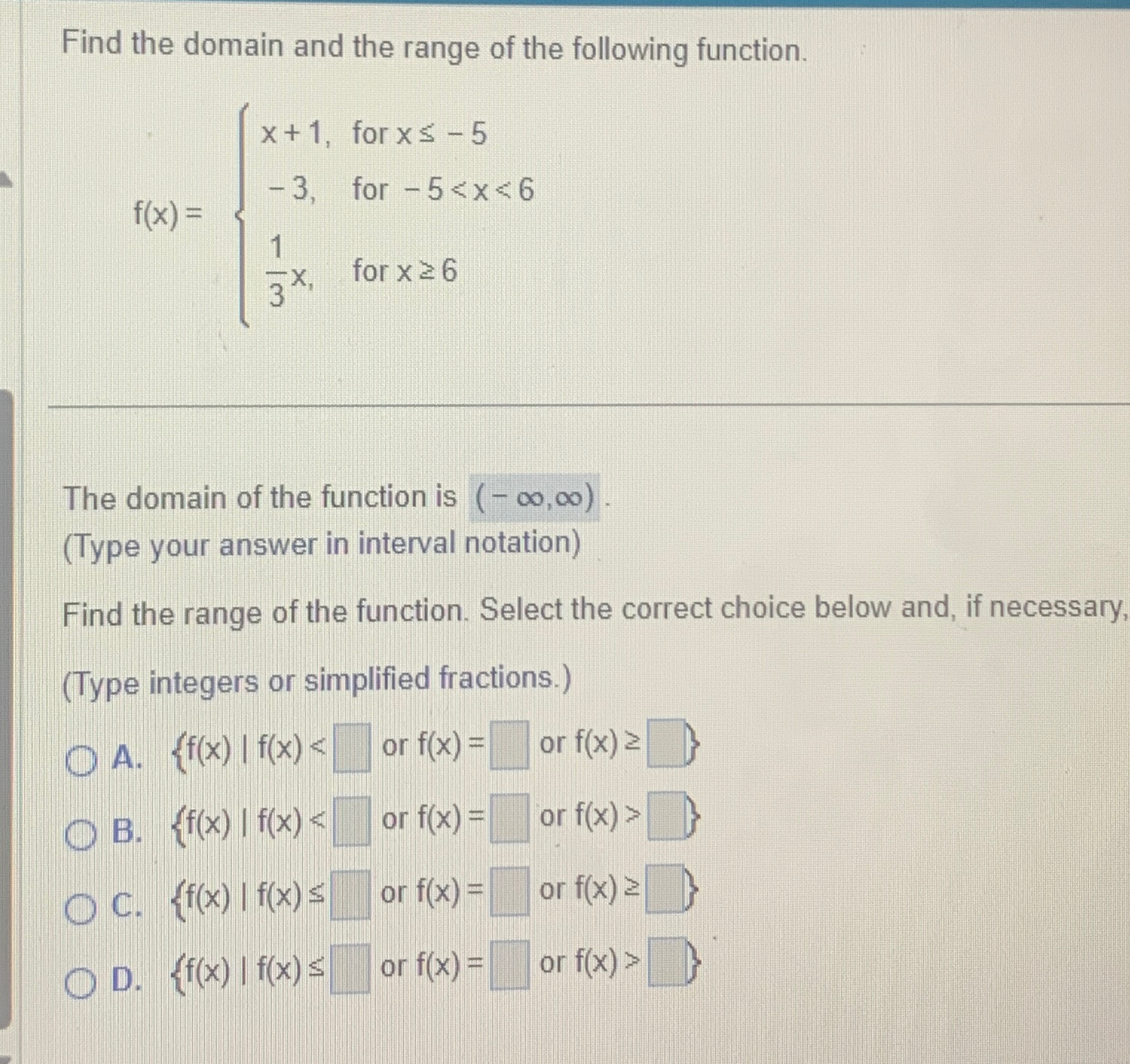 how do you find domain and range of f x