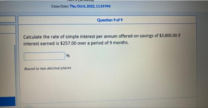 Solved Calculate the rate of simple interest per annum | Chegg.com