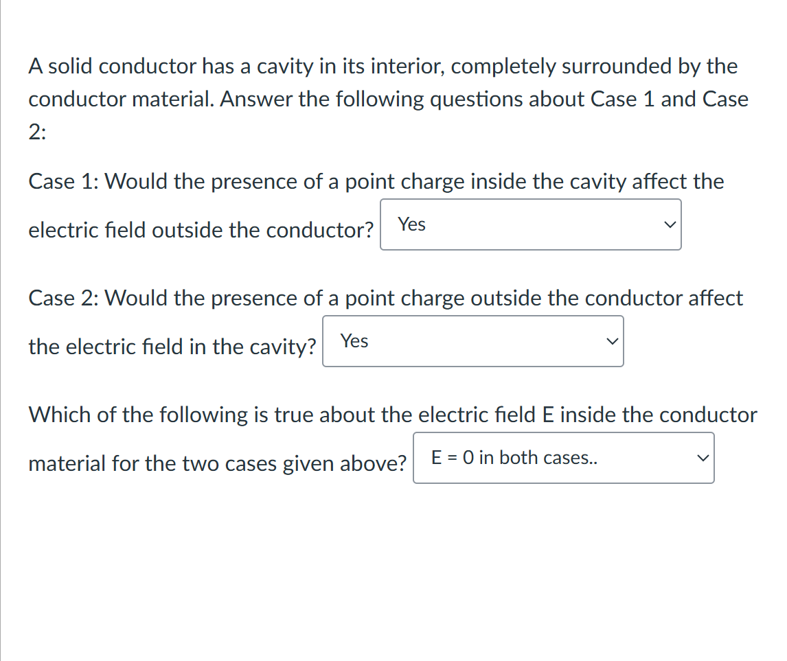 Solved A solid conductor has a cavity in its interior, | Chegg.com
