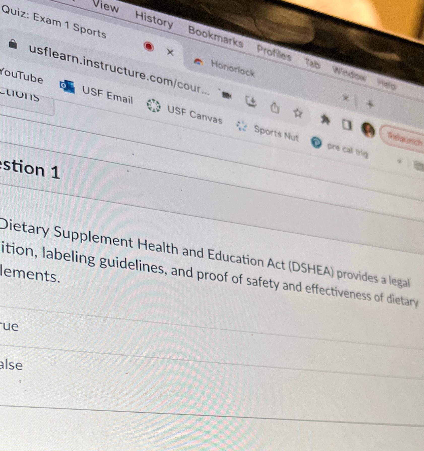 Solved stion 1Dietary Supplement Health and Education Act