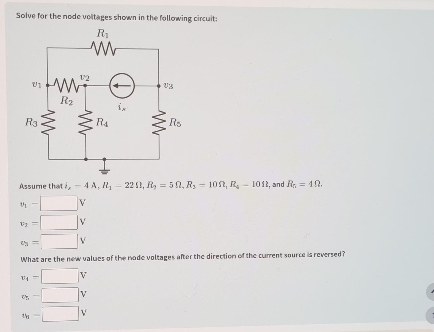 Solved Solve For The Node Voltages Shown In The Following | Chegg.com