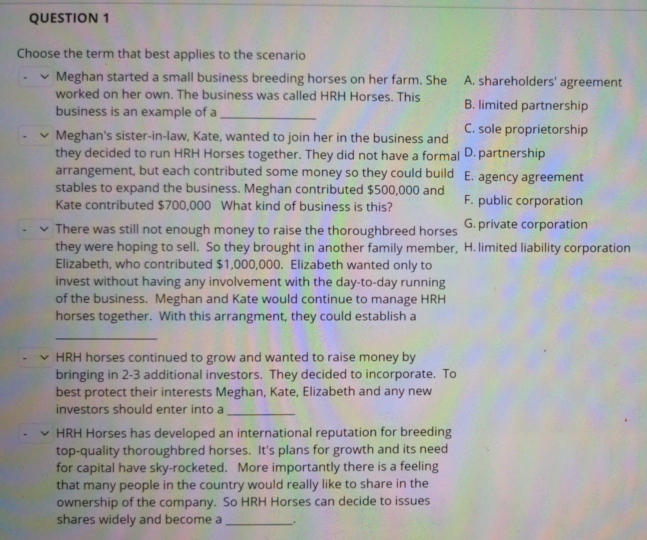 Solved QUESTION 1 Choose the term that best applies to the | Chegg.com