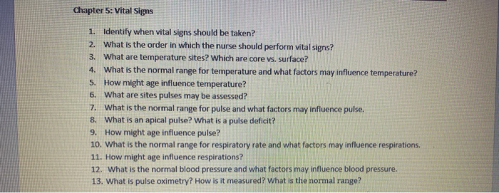 Solved Chapter 5: Vital Signs 1. Identify When Vital Signs | Chegg.com ...