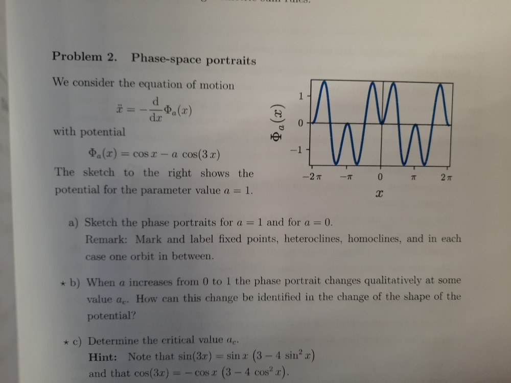 Problem 2. Phase-space portraits 1 We consider the | Chegg.com