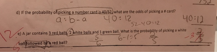 Solved d) If the probability of picking a number card is. | Chegg.com