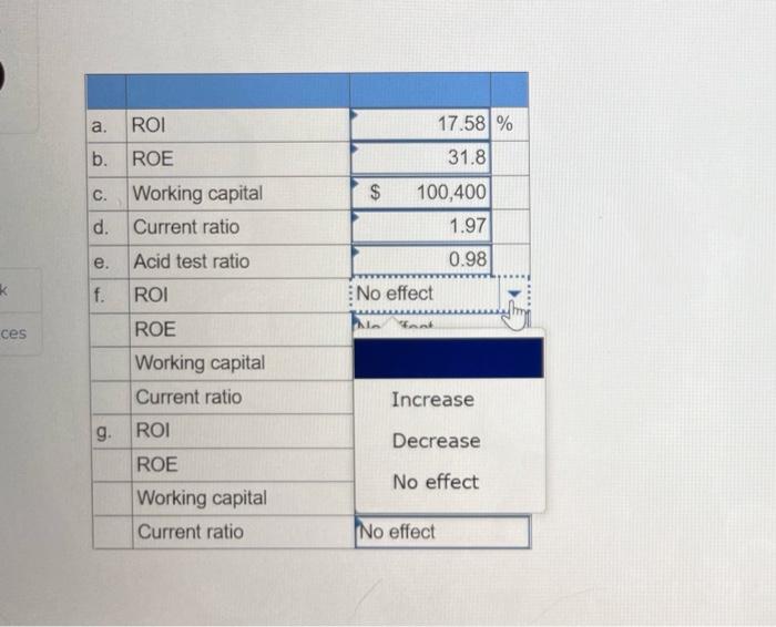 Solved part f through g asks if it has no effect, decrease | Chegg.com