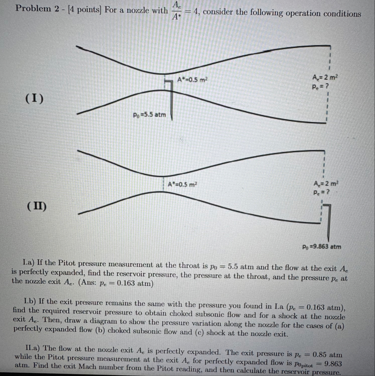 Solved Problem 2 - [4 ﻿points] ﻿For a nozzle with AeA**=4, | Chegg.com