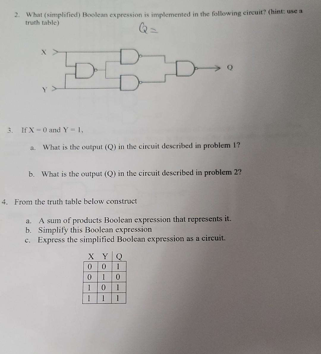 Solved 2. What (simplified) Boolean expression is | Chegg.com