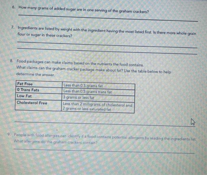 Solved What Nutrition Facts Labels Tell You WORKSHEET Chegg