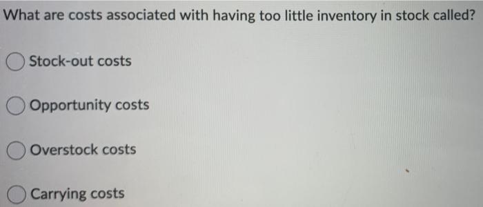 Solved What are costs associated with having too little | Chegg.com