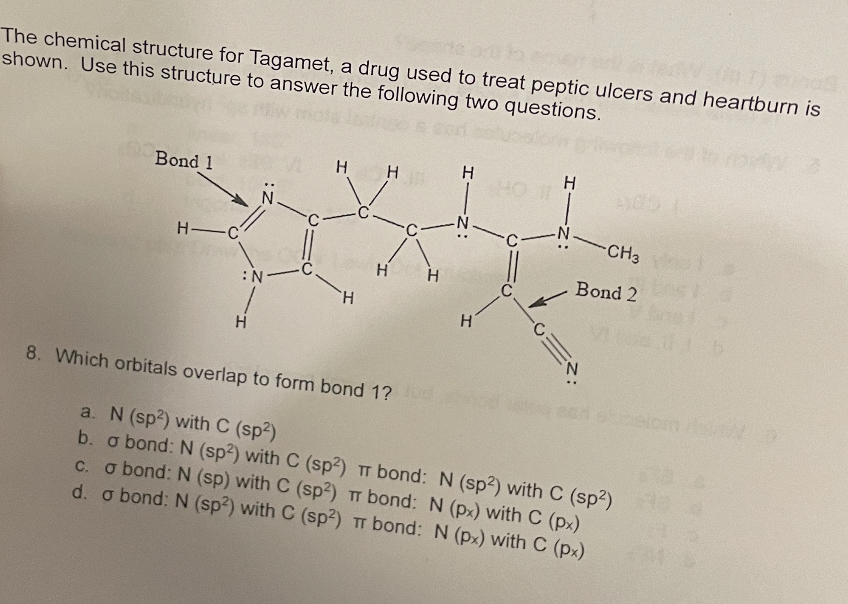 Solved The chemical structure for Tagamet, a drug used to | Chegg.com